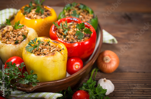 Stuffed peppers with meat and rice
