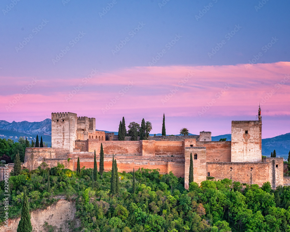Night view on Alhambra, Granada