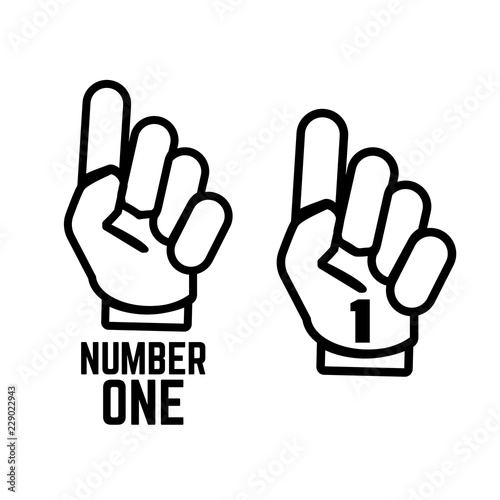 Foam fingers vector set. Number one and hand sport best