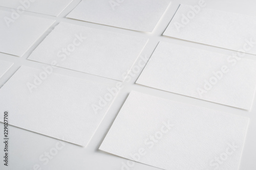 White paper empty sheets cards on a white background. Mockup for design