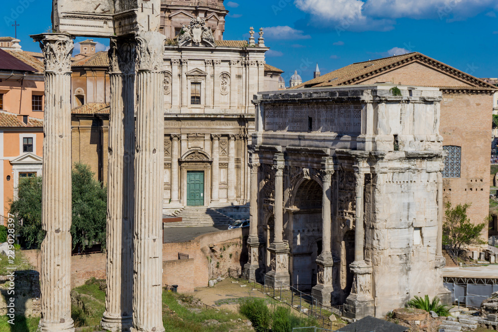 Septimius Severus Arch in Roman forum, Rome, Italy