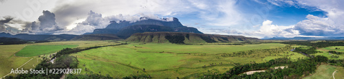 Landscape Panorama of Auyantepui Mountain at Venezuela's Great Savannah
