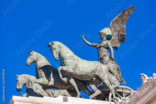 Statue Quadriga dell'Unita on Vittoriano in Rome, Italy