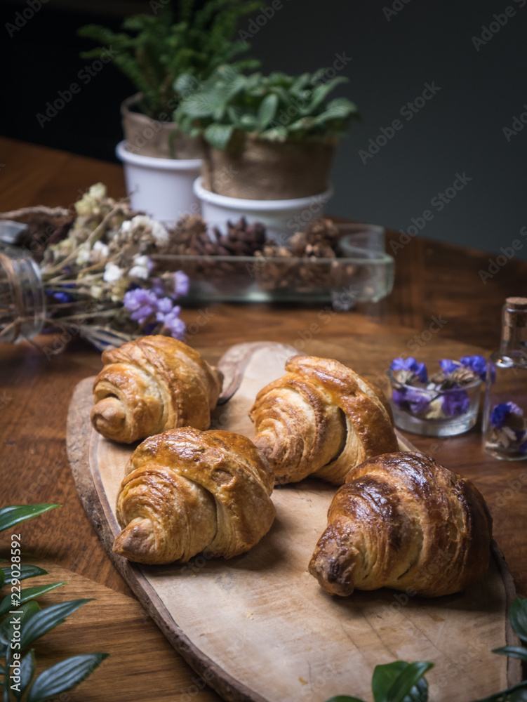 Fresh croissant a flaky, viennoiserie pastry. Fresh croissant a flaky, viennoiserie pastry.