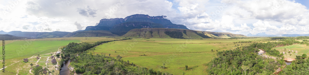 Landscape Panorama of Auyantepui Mountain at Venezuela's Great Savannah