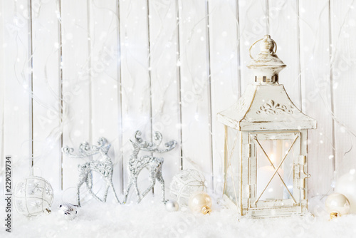 White lantern with Christma...