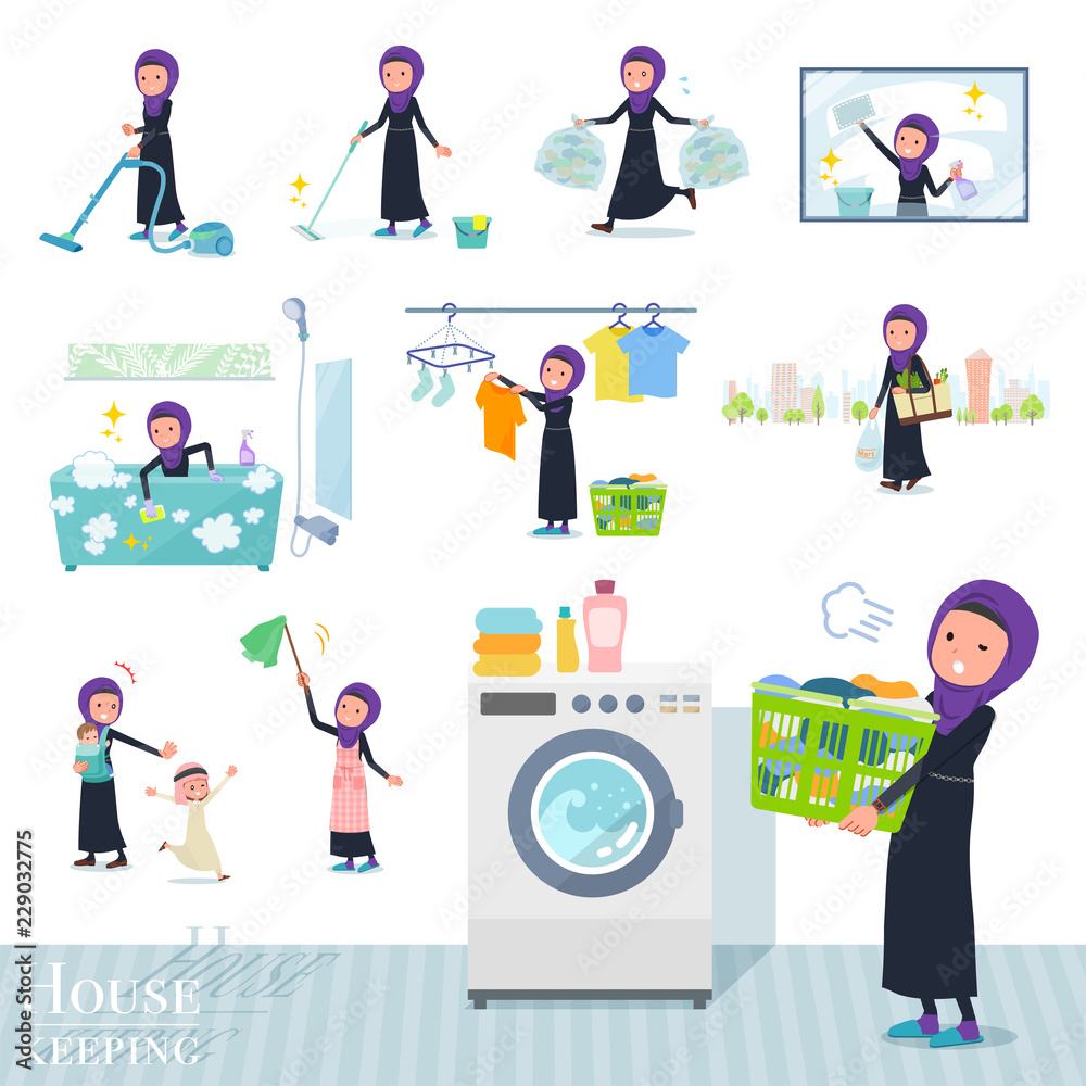 flat type Arab women_housekeeping