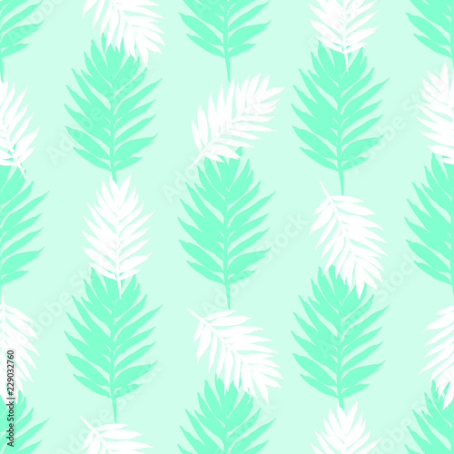  Exotic Palm Leaves Print . Illustration for Surface   Invitation   Notebook  Banner   Wrap Paper  Textiles  Cover  Magazine  Postcard Background  Textile Fashion  