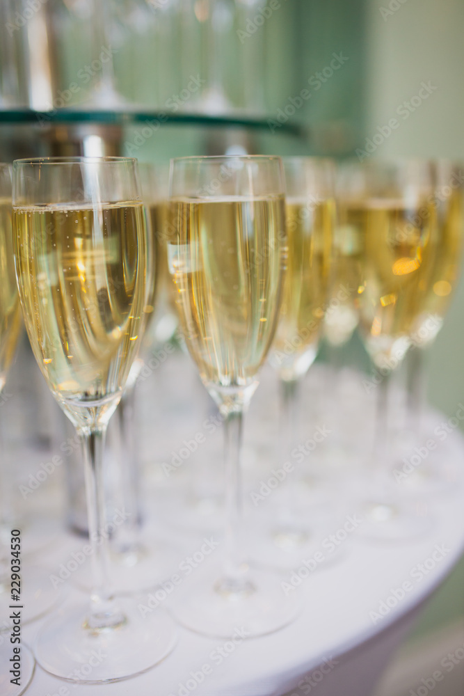 glasses with sparkling wine at corporate party glasses with sparkling wine at corporate party