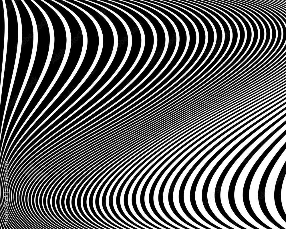 Abstract pattern. Texture with wavy, curves lines. Optical art background.