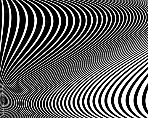 Abstract pattern. Texture with wavy  curves lines. Optical art background.