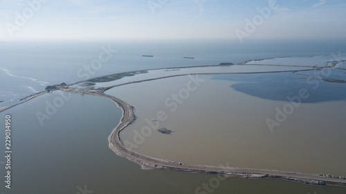 Aerial of a nature reserve area in lake Markermeer Holland the Marker Wadden photo