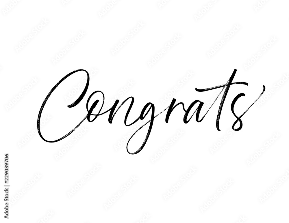 Design of congrats card. Hand drawn brush style modern calligraphy. Vector illustration of handwritten lettering. 