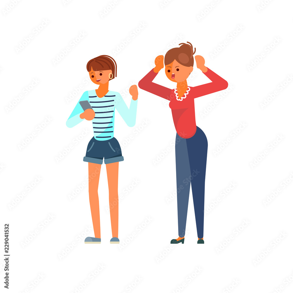 Naklejka premium The married couple quarrels