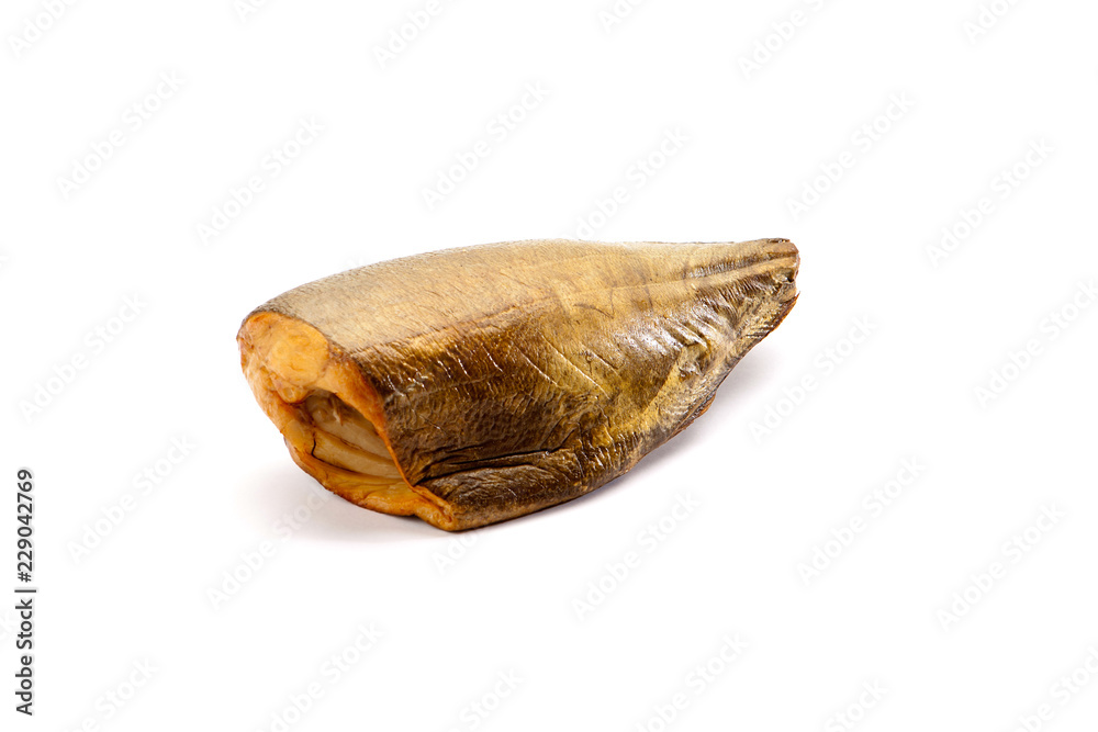 smoked salted fish sticks isolated on white. smoked salted fish sticks isolated on white.