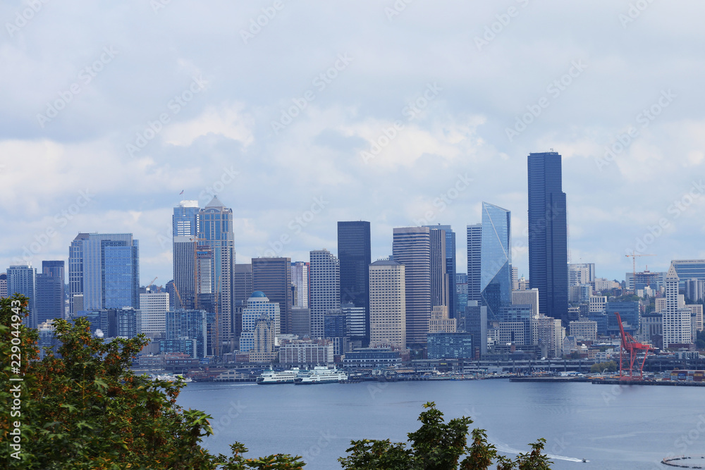 City center of Seattle, Washington on a beautiful day