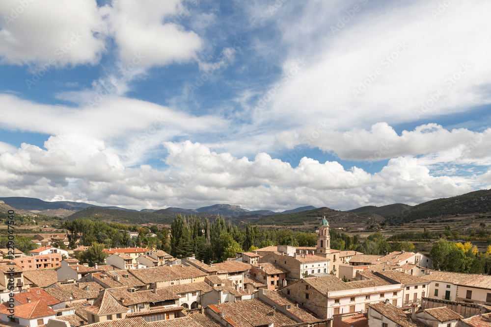 Obraz premium Rubielos de Mora from above, Castellon, Spain