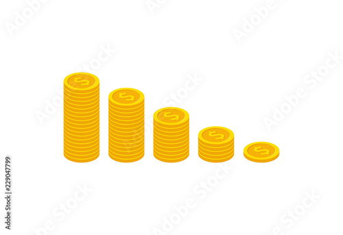 Income increase strategy, isometric Financial high return on investment, fund raising, revenue growth, interest rate, loan installment, credit money, budget balance. Vector illustration on background.