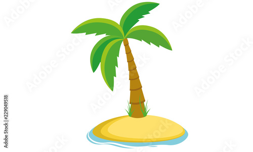 The palm tree of the desert island