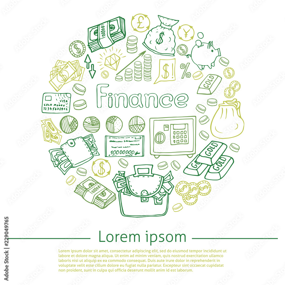 finance business doodles vector illustration