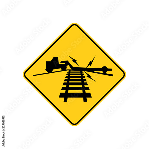 USA traffic road sign. low ground clearance railroad crossing ahead. vector illustration