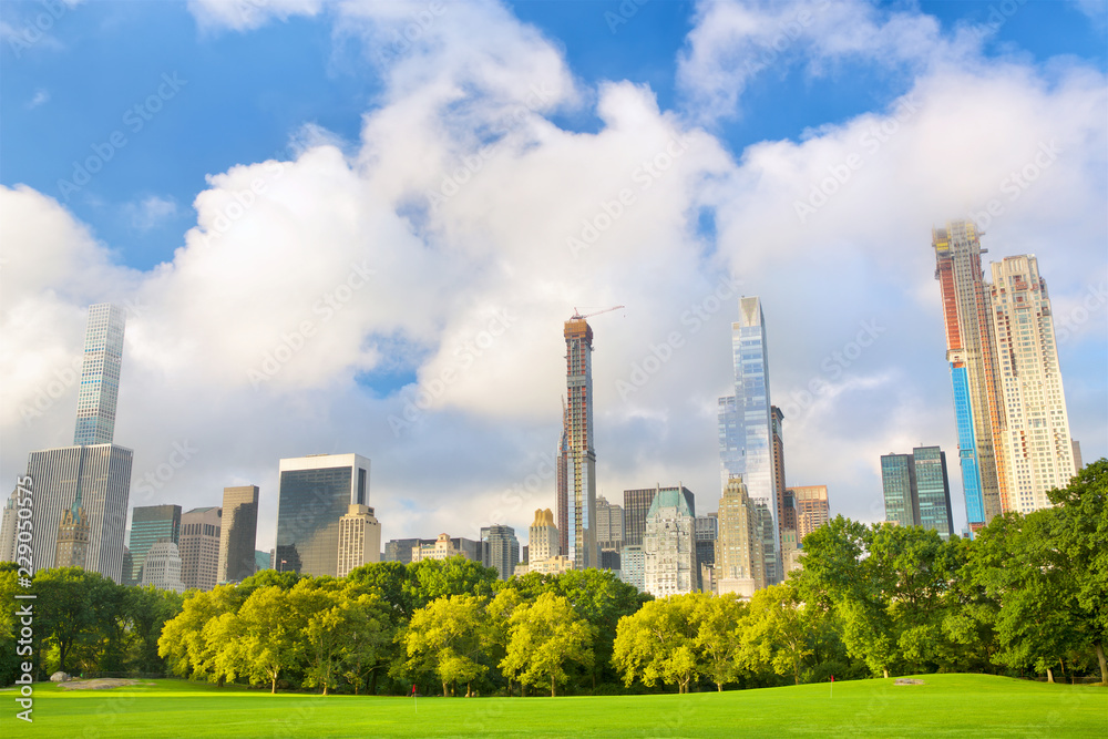 Growing skyscrapers around Central Park in Manhattan, New York