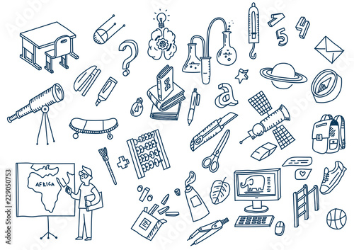 Learning and education Hand drawn doodle school elements