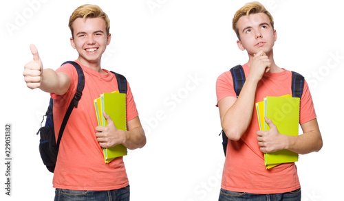 Young student isolated on white background 