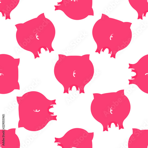 Cute piggy butt seamless pattern. Decor for 2019 Chinese New Year.