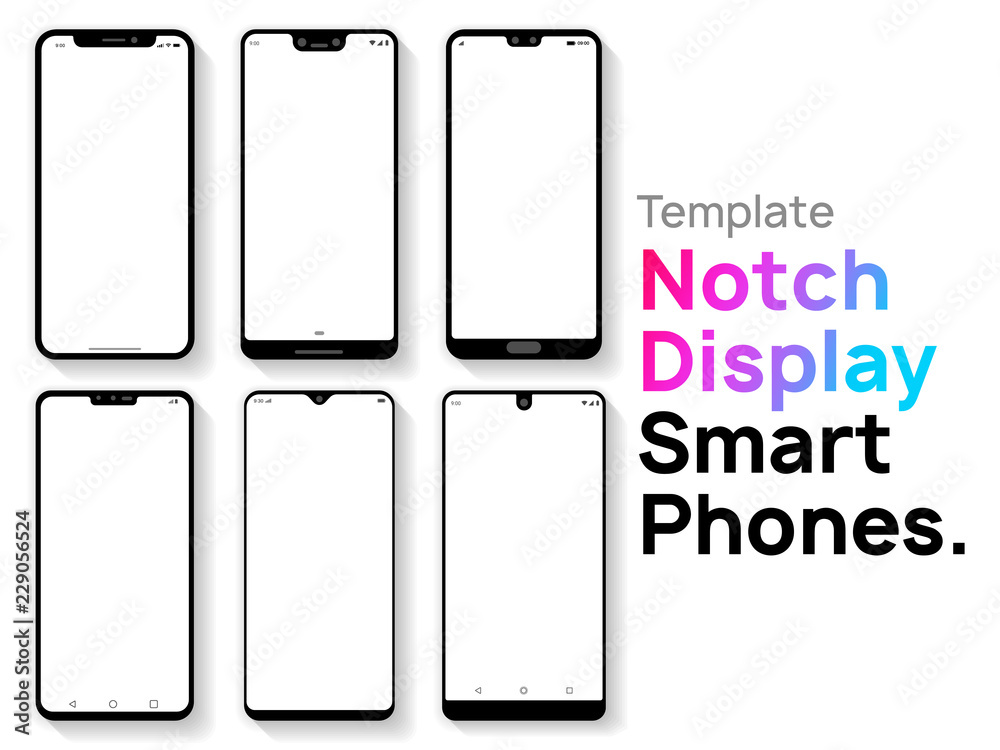 Notch Display Smartphones Template Stock-Vektorgrafik | Adobe Stock