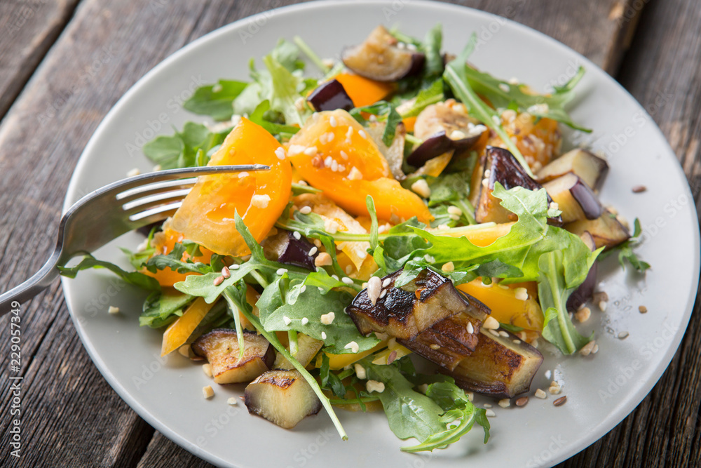 salad with eggplants, paprika and garlic