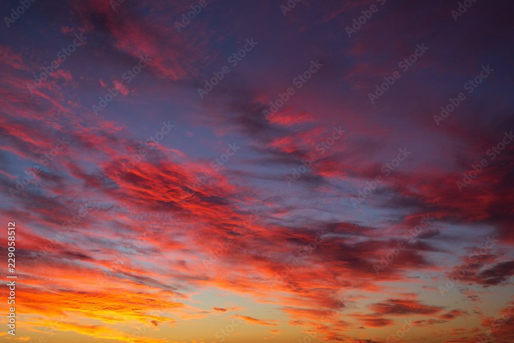 Dramatic sunset or sunrise sky with clouds background