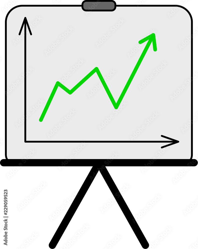 Flipchart mit Liniendiagramm - Steigende Zahlen Flipchart mit Liniendiagramm - Steigende Zahlen