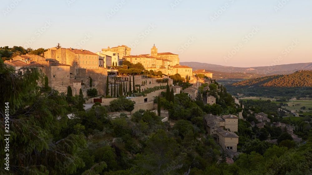 Gordes famous old village in Provence amazing sunset hour in France