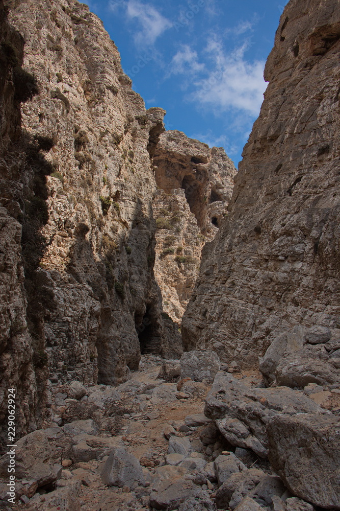 Gorge at Palatia on the island Saria near Karpathos in Greece