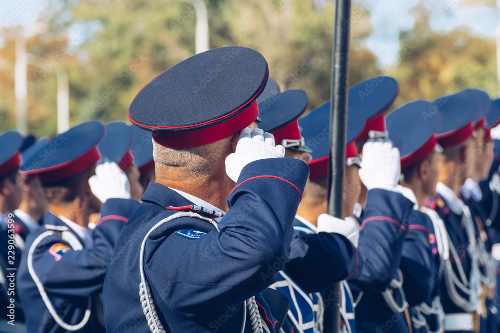 Obraz premium Cossacks Saluting on parade