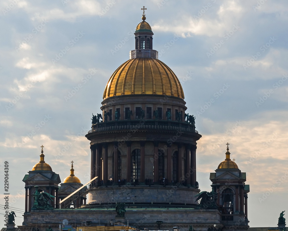 The dome of St. Isaac's Cathedral in St. Petersburg. A work of classical architecture. Author Voronikhin.