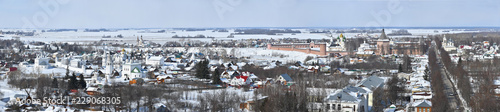 Russian towns - Winter panorama of Suzdal, Vladimir region, Russia