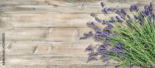 Lavender flowers rustic wooden background Vintage picture
