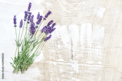 Fototapeta Naklejka Na Ścianę i Meble -  Lavender flowers rustic wooden texture Nature background