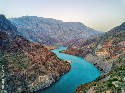Lower Naryn River Canyon in Kyrgyzstan taken in August 2018