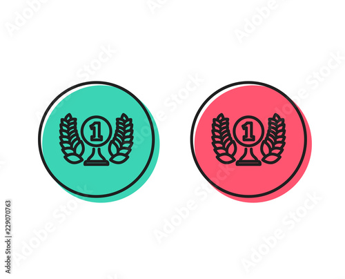 Laureate award line icon. Winner prize symbol. Prize with Laurel wreath sign. Positive and negative circle buttons concept. Good or bad symbols. Laureate award Vector