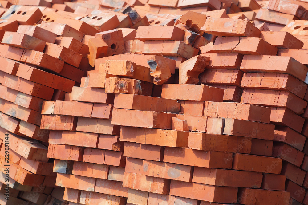 Construction, repair, tools - Heap red brick stone
