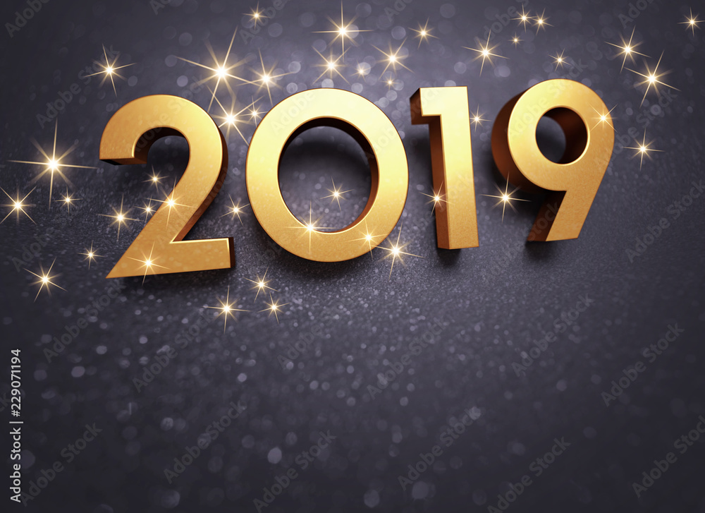 Black and gold 2019 Greeting card Black and gold 2019 Greeting card