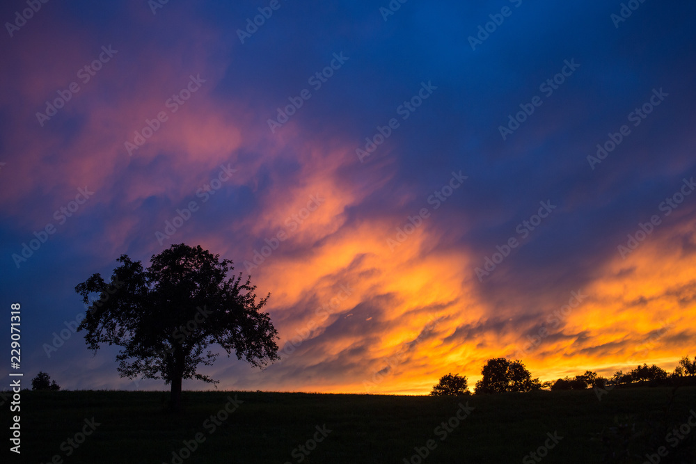 Sonnenuntergang bei Holzheim Stadt Göppingen