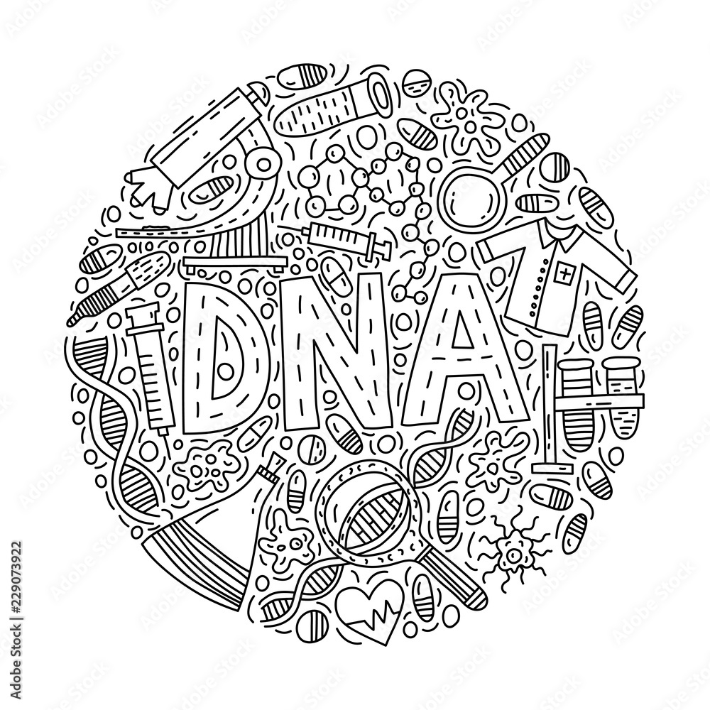 DNA. Circle doodle Illustration