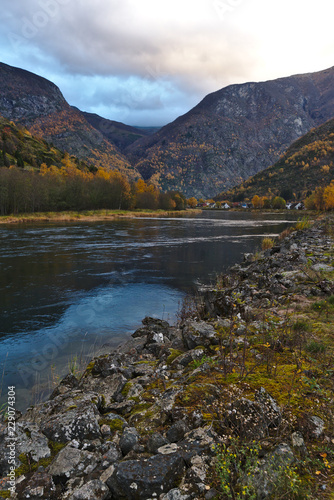 Norway river side in Autumn