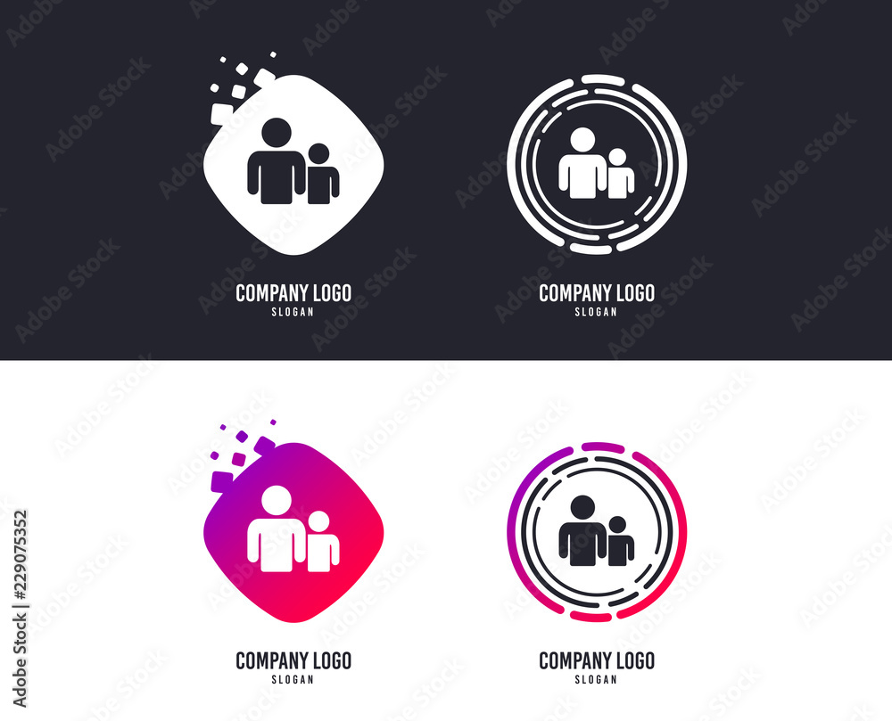 Logotype concept. Group of people sign icon. Share symbol. Logo design. Colorful buttons with icons. Vector