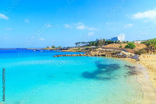 A view of a azzure water and Nissi beach in Aiya Napa  Cyprus