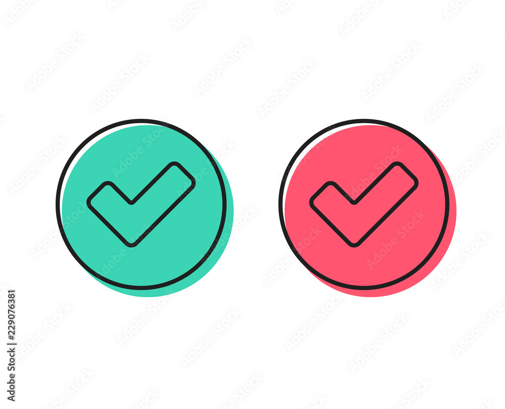 Check line icon. Approved Tick sign. Confirm, Done or Accept symbol. Positive and negative circle buttons concept. Good or bad symbols. Tick Vector Check line icon. Approved Tick sign. Confirm, Done or Accept symbol. Positive and negative circle buttons concept. Good or bad symbols. Tick Vector